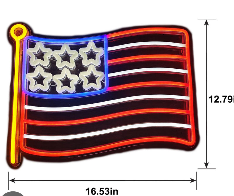 17” Faux Neon American Flag Sign