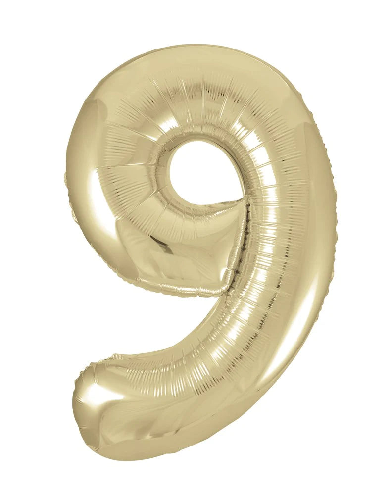 Jumbo Foil Number Balloon 34in White Gold - 9
