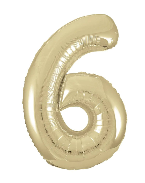 Jumbo Foil Number Balloon 34in White Gold - 6