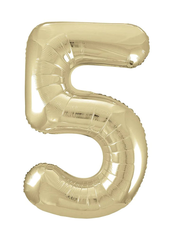 Jumbo Foil Number Balloon 34in White Gold - 5