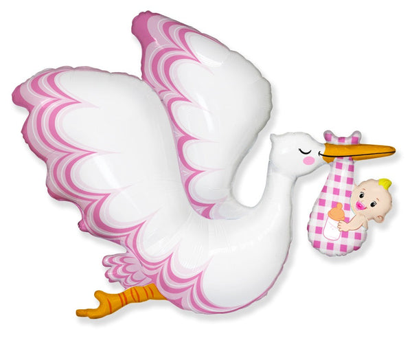 Stork Baby Girl Foil Balloon