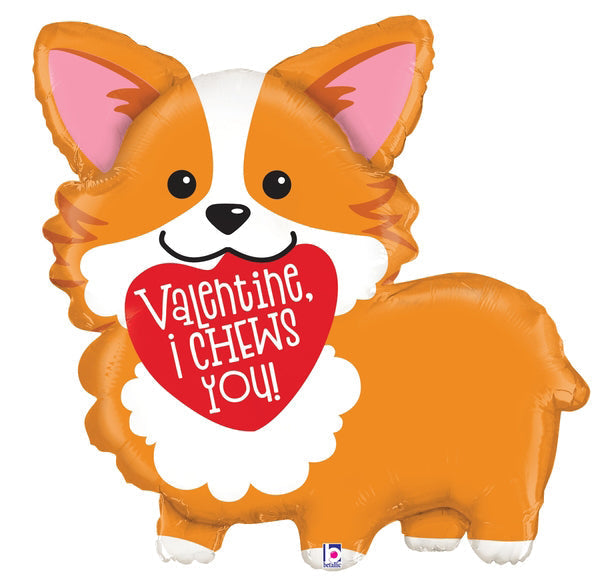 35” Valentine Corgi Foil Balloon