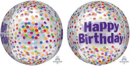 Orbz Happy Birthday Funfetti Balloon