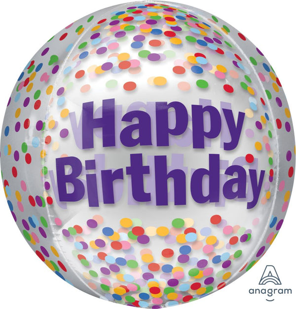 Orbz Happy Birthday Funfetti Balloon