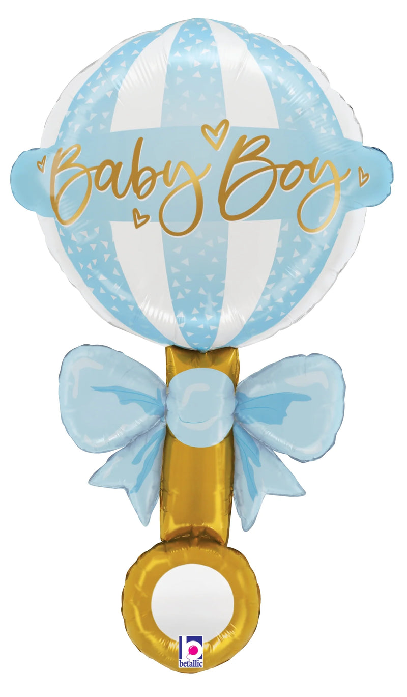 Betallic Satin Baby Boy Rattle 35 inch Foil Balloon