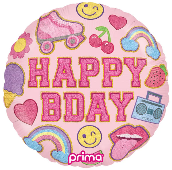 Prima Round Birthday Girl Patches 18 inch Foil Balloon