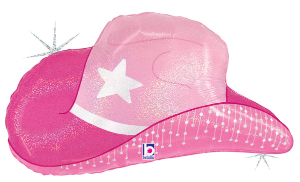 Betallic Pink Cowgirl Hat 26in Glitter Holographic Foil