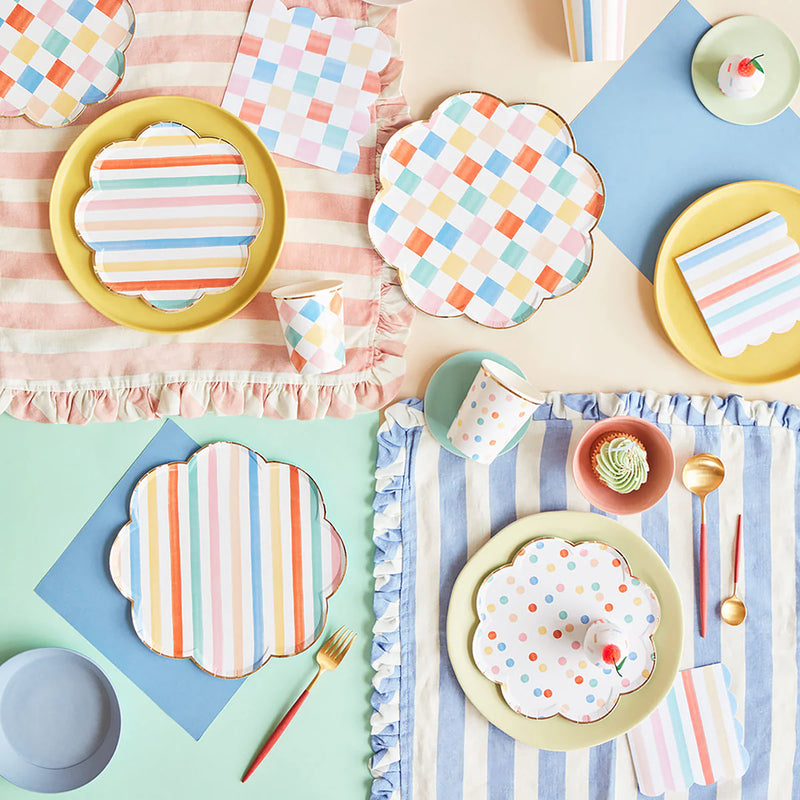 Colorful Pattern Dinner Plates (x 8)