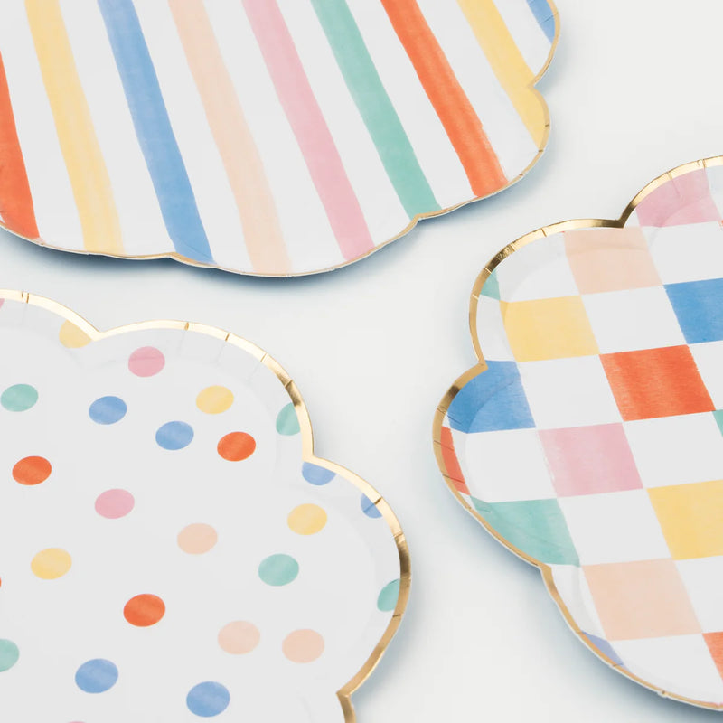 Colorful Pattern Dinner Plates (x 8)