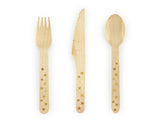 Gold Stars Wooden Cutlery