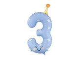 34” Matte #3 Party Hat Foil Balloon