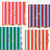 Striped Merry Christmas Large Napkins (x 16)
