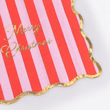 Striped Merry Christmas Large Napkins (x 16)