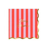 Striped Merry Christmas Large Napkins (x 16)