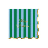 Striped Merry Christmas Large Napkins (x 16)