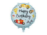 14’’ Happy Birthday Round Race Car Foil Balloon