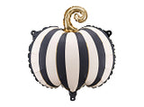 15’’ Striped Black and White Pumpkin Foil Balloon