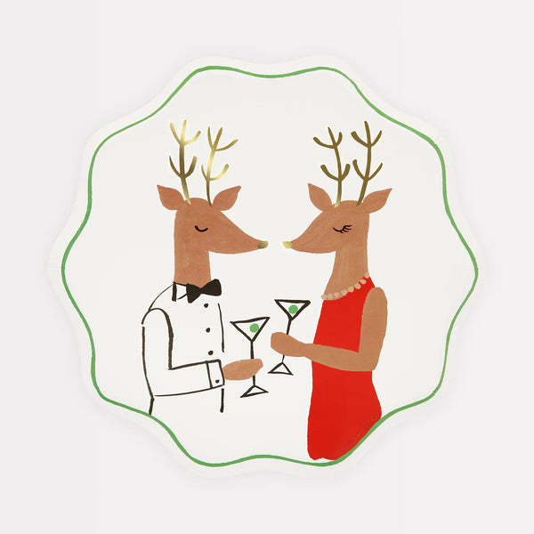 Mr. & Mrs. Reindeer Side Plates (x8)