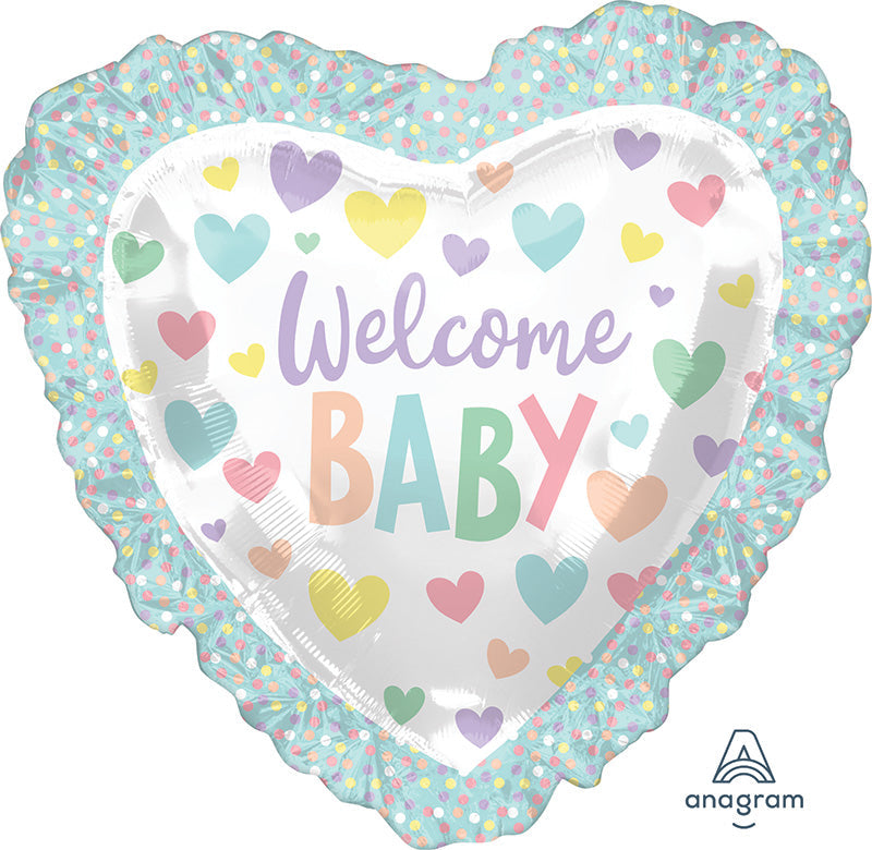 28" Baby Ruffle Heart SuperShape Foil Balloon