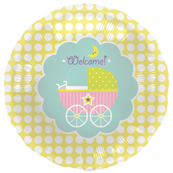 18" Foil Balloon Welcome Baby Buggy