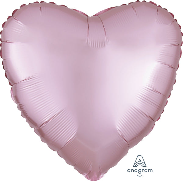 18" Satin Luxe Pastel Pink Heart Foil Balloon