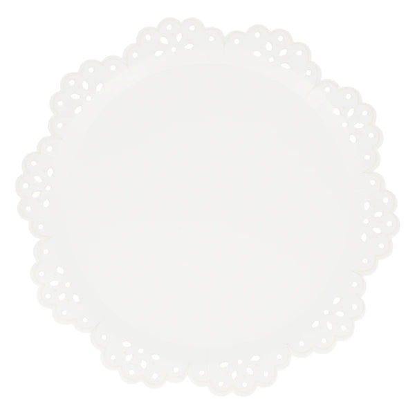 Broderie Anglaise Lace White Dinner Plates (x 8)