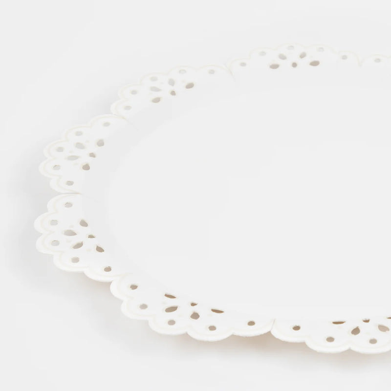 Broderie Anglaise Lace White Side Plates (x 8)