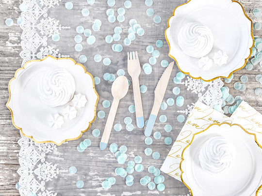 Light Blue Wooden Cutlery