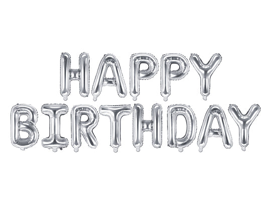 Silver Foil Happy Birthday Balloon Garland