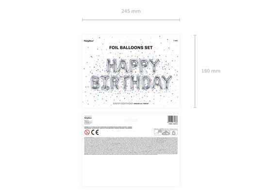 Silver Foil Happy Birthday Balloon Garland