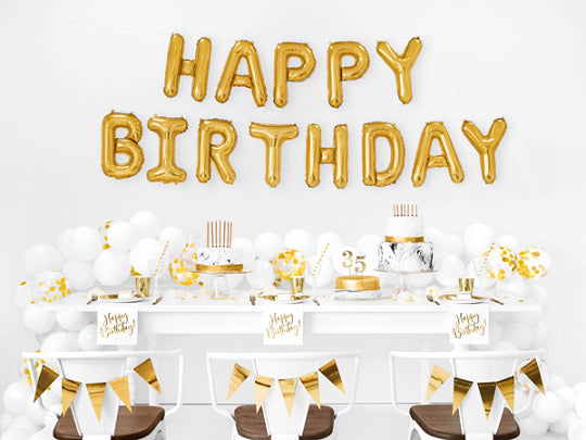 Gold Foil Happy Birthday Balloon Garland