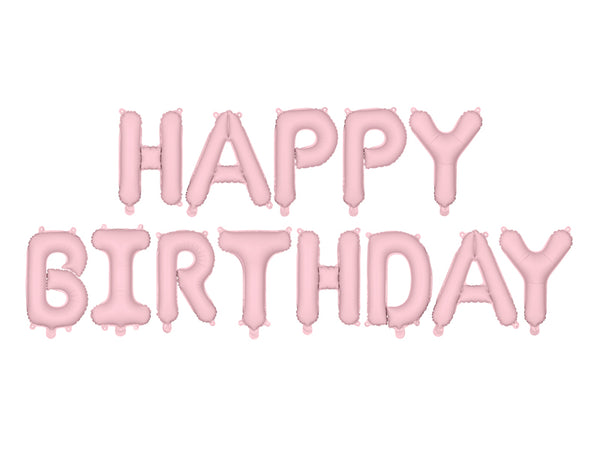 Matte Foil Happy Birthday Pink Balloon Garland