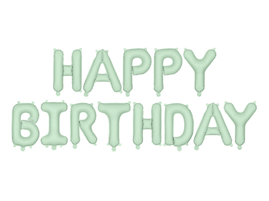 Matte Foil Happy Birthday Green Balloon Garland