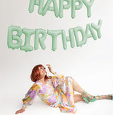 Matte Foil Happy Birthday Green Balloon Garland