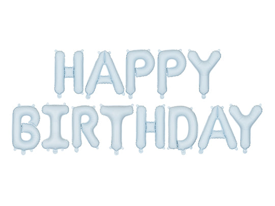 Matte Foil Happy Birthday Blue Balloon Garland