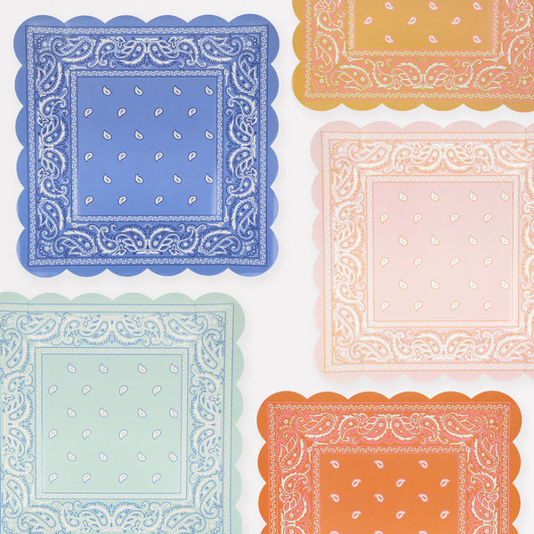 Western Bandana Square Plates (x8)