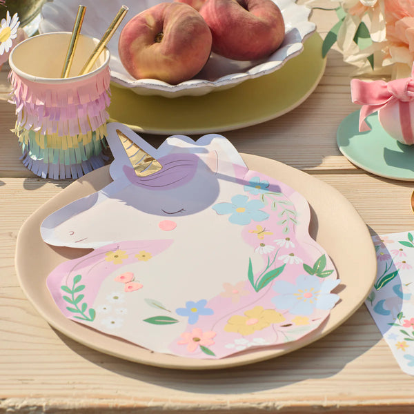 Meadow Unicorn Shaped Plates (x8)