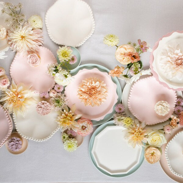 Cream Dot Edged Flower Compostable Side Plates (x 8)