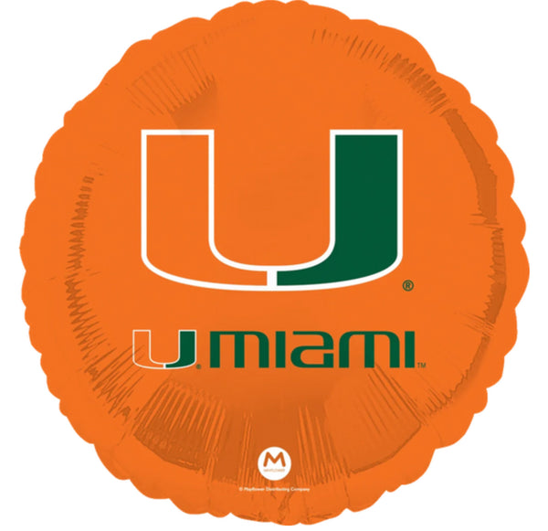 18" Collegiate University of Miami Foil Balloon