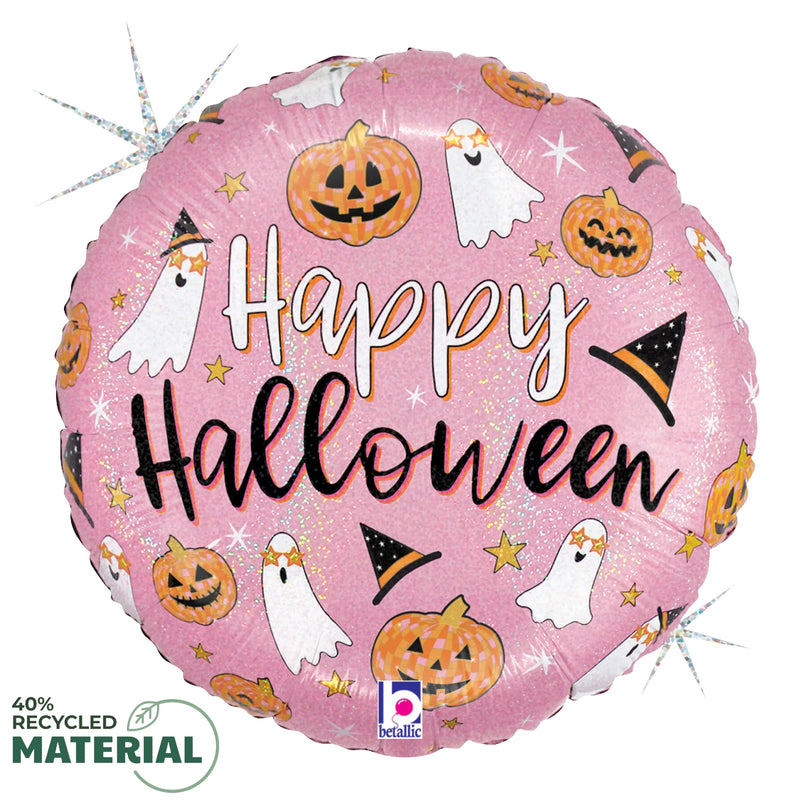 Betallic Halloween Disco Party 18 inch Glitter Holographic Foil Balloon 1ct