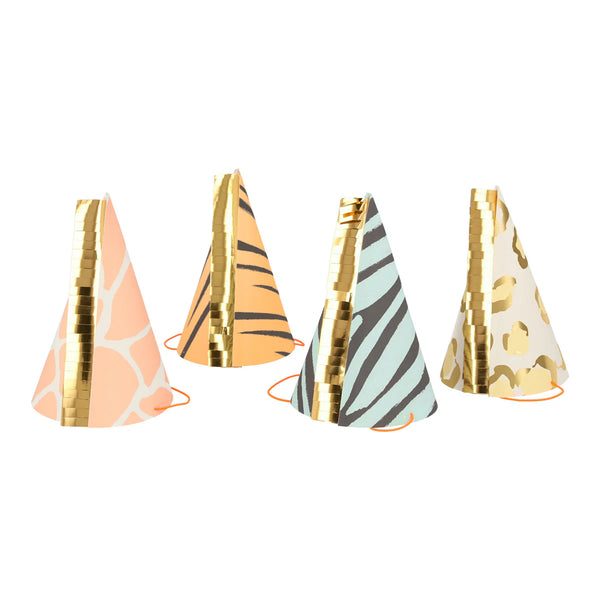 Safari Animal Print Party Hats (x8)