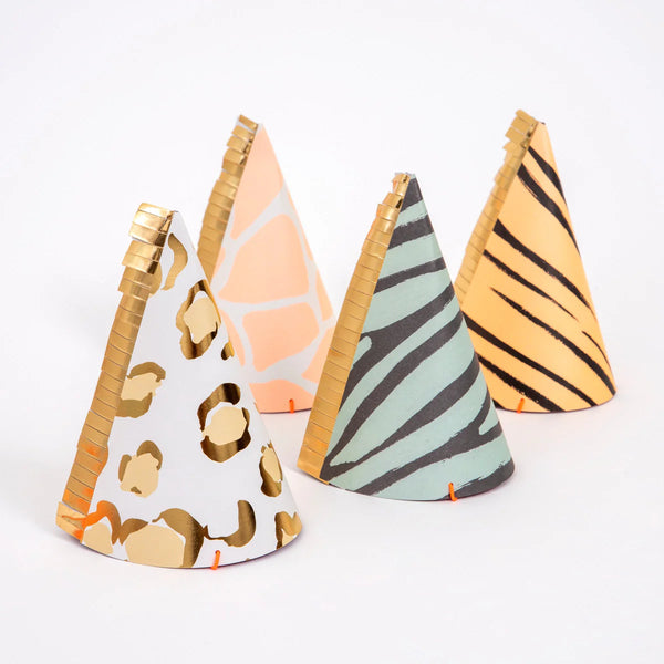 Safari Animal Print Party Hats (x8)
