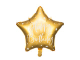 16” Gold Star, Happy Birthday Foil Balloon