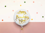 18” FOIL BALLOON HAPPY BIRTHDAY TO YOU, WHITE