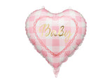 18” Light Pink Gingham Heart “Baby” Foil Balloon
