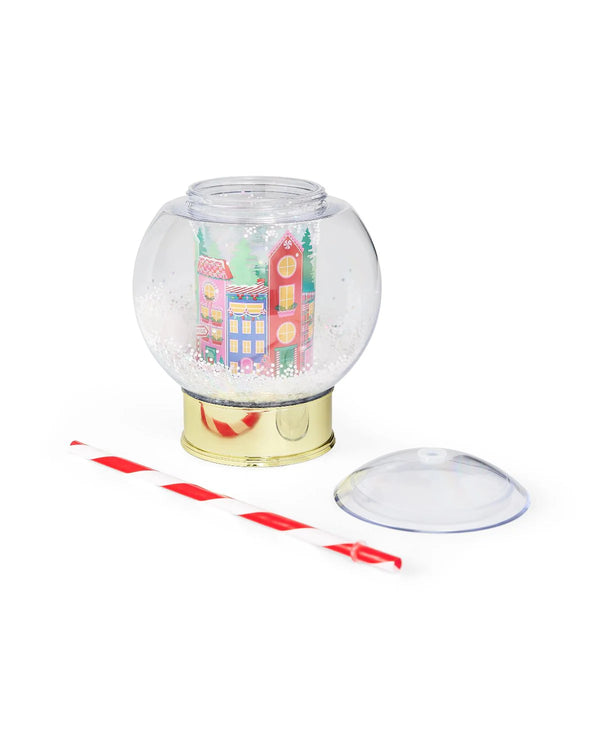 Holiday Village Snow Globe Novelty Sipper