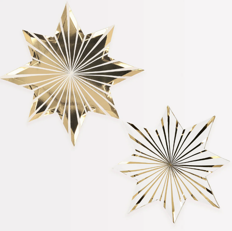 Gold Stripe Star Plates (x 8)