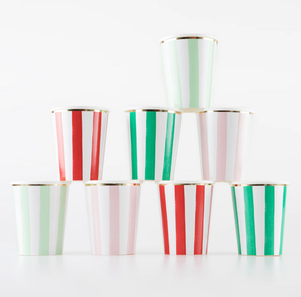 Holiday Striped Cups (x8)