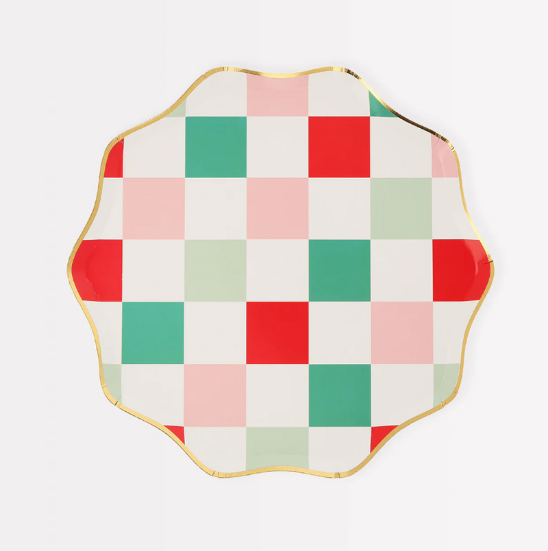 Multi-Check Holiday Side Plates (x8)