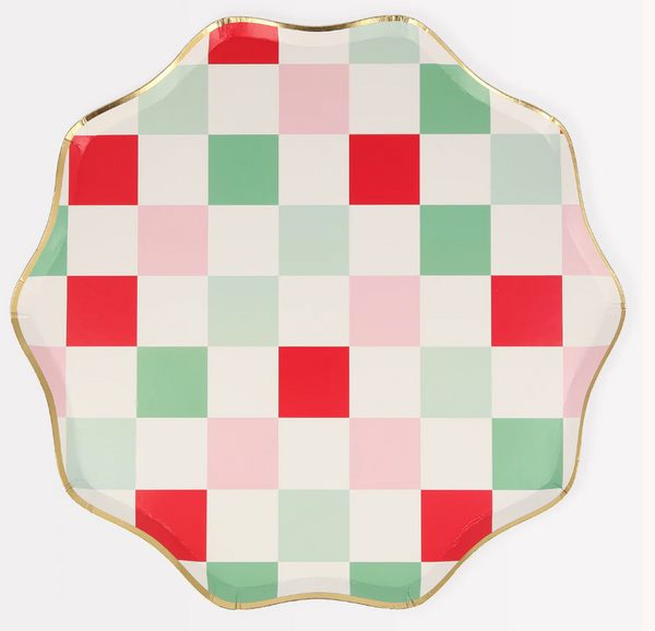 Multi-Check Holiday Dinner Plates (x8)